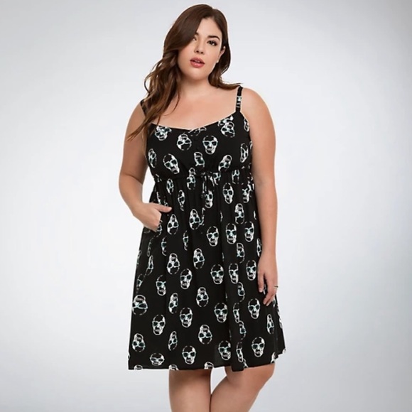 Torrid Plus Size 2 Skull Sunglass Challis Sundress - Picture 1 of 4